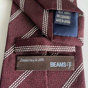 BEAMS F( Beams ef) Beams F wine red белый полоса галстук 