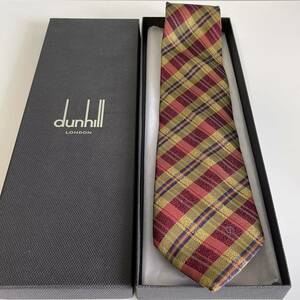 ダンヒル（Dunhill） 赤黄色Dロゴチェックネクタイ