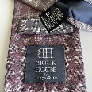 BRICK HOUSE by TOKYO SHIRT（ブリックハウス） 薄ピンクチェックネクタイ