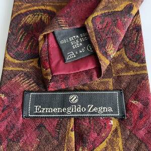 エルメネジルドゼニア(Ermenegildo Zegna) ブラウン赤金魚柄ネクタイ