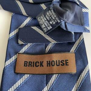 BRICK HOUSE by TOKYO SHIRT（ブリックハウス） 青シルバーストライプネクタイ