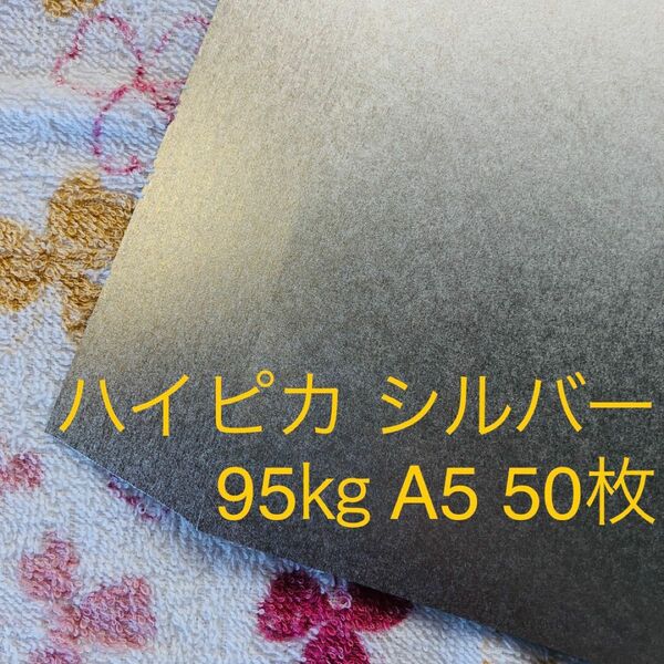 特殊紙　ハイピカE-2F　シルバー　95キロ　A5　50枚