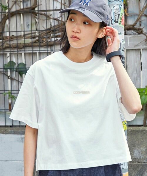 CONVERSE コンバース アーチロゴプリント クロップド丈 半袖Tシャツ