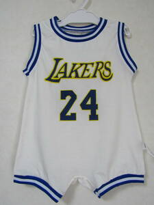 未使用品 NBA LAKERS コービー・ブライアント BRYANT #24 ロサンゼルス・レイカーズ 赤ちゃん ベビー ユニフォーム ロンパース　美品 80 白