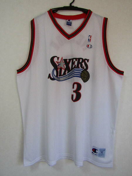 【美品】 NBA 76ers　IVERSON #3 アレン・アイバーソン Champion チャンピオン製 ヴィンテージ ユニフォーム タンクトップ シャツ　白