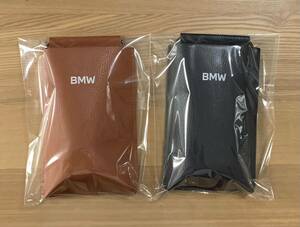 ★BMW オリジナル リサイクルレザー スマホネックポーチ 2点 ネイビー・キャメル★ 未使用 非売品