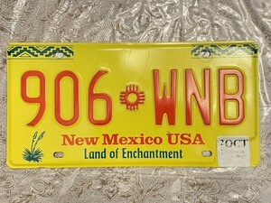 ★ アメリカ　ニューメキシコ州発行 New Mexico ナンバープレート (906 WNB) 