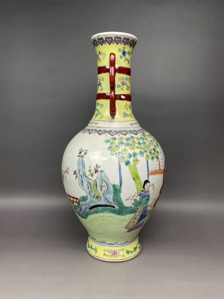 稀少日本明治时代花瓶中国古薩摩焼年代物美品古董品-