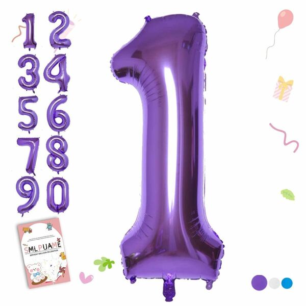 紫 数字バルーン 記念日 装飾 数字1 パーティー 誕生日 3 ナンバー バースデーバルーン バルーンアート
