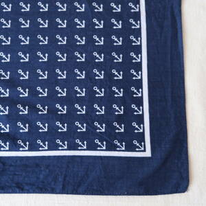  dead stock [ Europe Vintage ] cotton marine pattern bandana / navy white navy blue white series / France Work .