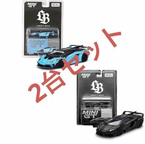 LBWK限定 MINI GT 1/64 LB-Silhouette WORKS ランボルギーニ アヴェンタドール GT EVO マットブラック&ベイビーブルー 左ハンドル MINIGT