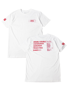 IN-N-OUT バーガー メニューTシャツ ホワイト 赤文字 M アメリカ USDM MENU TEE オリジナルグッズ