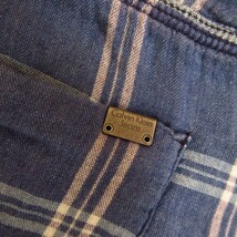 ◎Calvin Klein Jeans カルバンクライン ジーンズ◆レーヨン ハーフ / ショートパンツ ショーツ チェック柄◆メンズ 青系 W33サイズ◆P2128_画像6