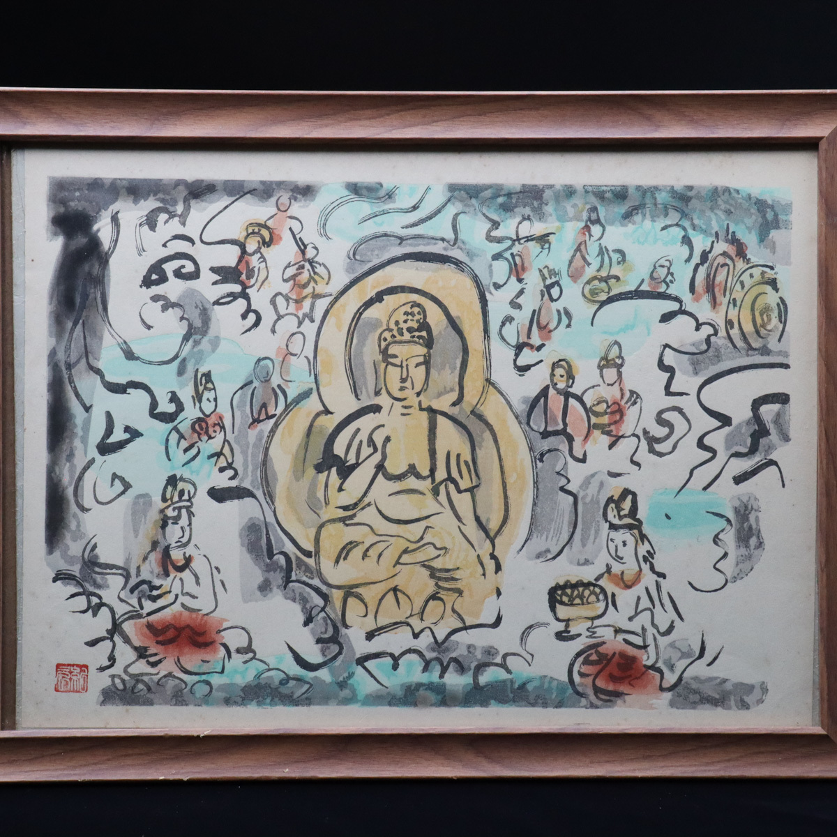 送料込】 中川紀元 木版画?手彩色? 版画