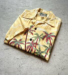 90s HAWAII производства KAMEHAMEHA TROPICAL HAWAIIAN SHIRT OLD VINTAGE Гаваи производства черепаха - me - тропический Hawaiian рубашка Old Vintage 