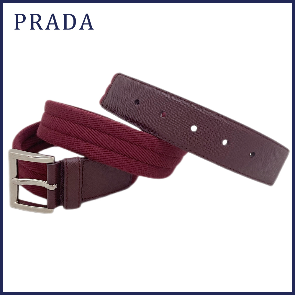 美品 プラダ PRADA ベルト付き プリーツ ラップスカート ブラック