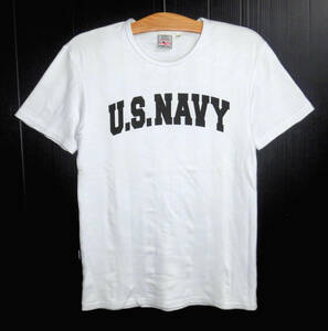 美品 AVIREX アヴィレックス U.S.NAVY ストレッチ カットソー Tシャツ Mサイズ 白