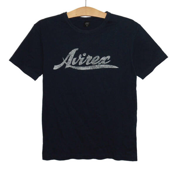 AVIREX アヴィレックス ビンテージ加工 胸ロゴ Tシャツ Mサイズ ネイビー