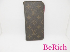  Louis Vuitton LOUIS VUITTON iPhone X XS case cover monogram folio M63444 tea rose pink [ used ]bc1823