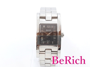 バリー BALLY レディース 腕時計 M160-169 スクエア 黒 ブラック 文字盤 SS ブレス ロゴ 【中古】 bt2738