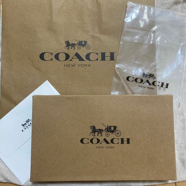 COACH コーチ ショップ袋 紙袋 ギフトボックス ショッパー ブランド紙袋 箱　長財布 ボックス 贈り物 ショッピングバッグ