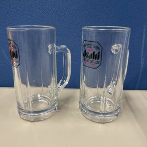 ○《2つまとめて》asahi アサヒ ビールジョッキ アサヒスーパードライ ビアジョッキ 中古品