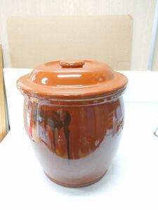 ◇丸 かめ 壺 食品保存容器 陶器 蓋付き 32cm 未使用 ◇
