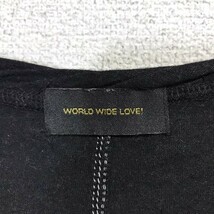 H3674dL WORLD WIDE LOVE! ワールドワイドラブ サイズ1 (M～L位) 半袖Tシャツ チュニック ブラック プリント 猫 ネコ アシンメトリー_画像6