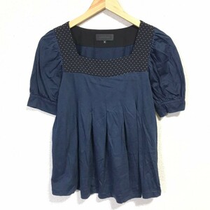 H3666dL made in Japan UNTITLED Untitled size 2 (M rank ) square neck T-shirt cut and sewn navy navy blue color dot pattern lady's 