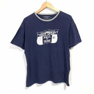 H3772dL POLO SPORT ポロスポーツ RALPH LAUREN ラルフローレン サイズM 半袖Tシャツ ネイビー 紺色 メンズ USED 古着 プリントTシャツ