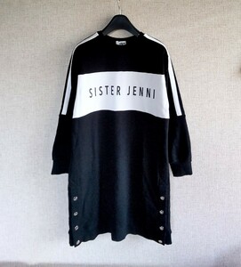 * super-beauty goods SISTER JENNI shoulder line Logo print sweat One-piece reverse side wool 160cm*