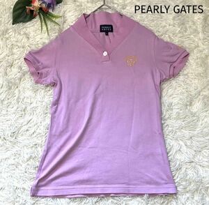 PEARLY GATES ポロシャツ 半袖 ゴルフ ストレッチ 刺繍 ピンク S パーリーゲイツ