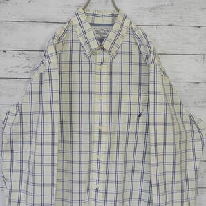 ノーティカ ノーチカ NAUTICA 刺繍ロゴポケット マルチチェック 長袖ボタンダウンシャツ BD XL ホワイト ライトイエロー ネイビー 20201282