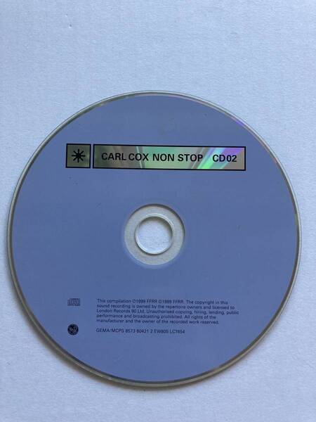 ★CARL COX NON STOP CD02★UK★Carl Cox Non Stop 98/01★RE-MIX★FFRR★カールコックス★ノンストップ★リミックス★DISC 2のみ★