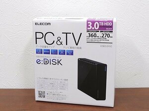 新品 ELECOM/エレコム USB3.0対応外付けハードディスク ELD-RED030UBK ブラック 3.0TB HDD e:DISK PC&TV 2018044