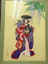 12315/押絵細工 「藤娘」 額入り 朱印有 インテリア 壁掛け_画像2