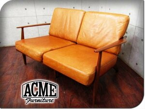 ■ACME Furniture/アクメファニチャー■高級■DELMAR/デルマー■ヴィンテージスタイル■茶革■2人掛けソファ■25万■smm7811k