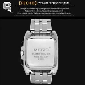新作 メンズ腕時計 オマージュ サーフィン スーツ アナログ腕時計 ビジネスウォッチ 防水 カレンダー ステンレスホワイト E1896の画像9