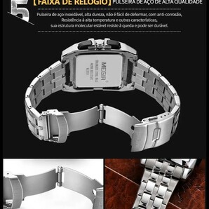 新作 メンズ腕時計 オマージュ サーフィン スーツ アナログ腕時計 ビジネスウォッチ 防水 カレンダー ステンレスホワイト E1896の画像8