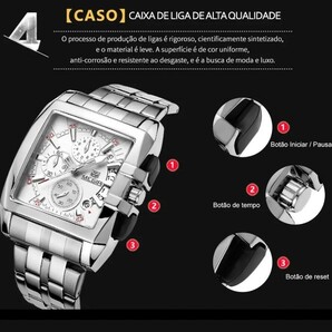 新作 メンズ腕時計 オマージュ サーフィン スーツ アナログ腕時計 ビジネスウォッチ 防水 カレンダー ステンレスホワイト E1896の画像7