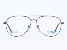TITARON 純チタン IPメッキ グレー ツーブリッジ ティアドロップ 大きいサイズのメガネ 39_画像1