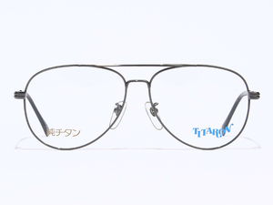 TITARON 純チタン IPメッキ グレー ツーブリッジ ティアドロップ 大きいサイズのメガネ 39
