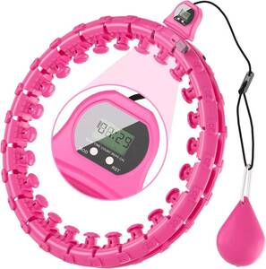 ピンク　Bongkim フラフープ ダイエット カウンター付き 組み立て式 24ノット自由調節 サイズ調整可能 自動回転360°自由調節 ピンク