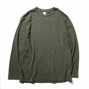 00's オールドネイビー クルーネック コットン Tシャツ 長袖 (XL) 濃緑 リブ無し 無地 ロンT 00年代 旧タグ オールド ギャップ GAP 2004年