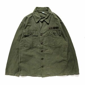 50's 米軍実物 US.ARMY コットン ユーティリティシャツ 1st 初期 (14 1/2位) コットンサテン ODグリーン USアーミー ビンテージ