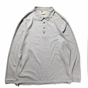 90's エディーバウアー ネップ入り コットン ポロ Tシャツ 長袖 (L) 霜降り灰 ロンT 無地 天竺 90年代 旧タグ オールド Y2K 白タグ レア