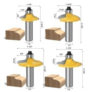 Mz356★お得な4本セット★フェイスミルタイプの1/2(12.7mm)シャンク木工用ルータービット 4本★フライスカッター★セット販売★木工ツール