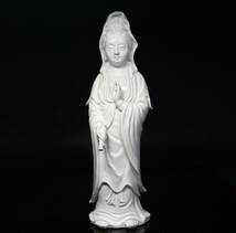 ◆九谷・菊仙・白磁・観音立像・仏像・置物・高さ30㌢・細密彫刻◆aa762_画像2