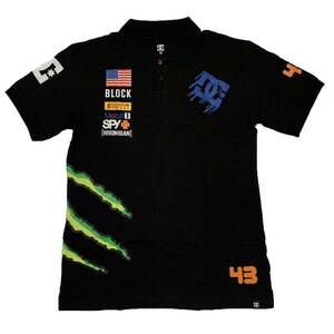 DC SHOE MONSTER ENERGY ディーシーシュー モンスターエナジー Ken Block サイドロゴ ポロシャツ（ブラック）(L)【並行輸入品】