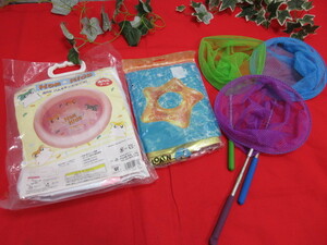 [OH5402/8] ham Kids . house pool (. round shape )& swim ring ( star type )& net 3ps.@ total 5 point together set 